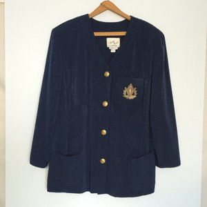 Joseph Ribkoff Vision Plus Womens Blazer Sz 14 Blue Long Sleeve Golden Buttons